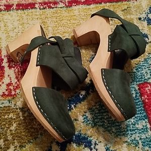 Funkis Heeled Wooden Clogs--worn once!